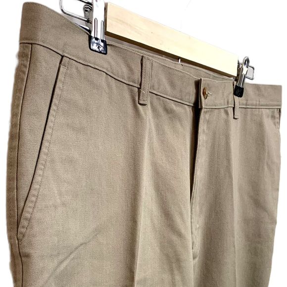 Vtg 90s Savile Row Khaki Tan Beige Wrinkle Free Pants Tag 36x30 Actual 34x29.5 - Picture 3 of 12